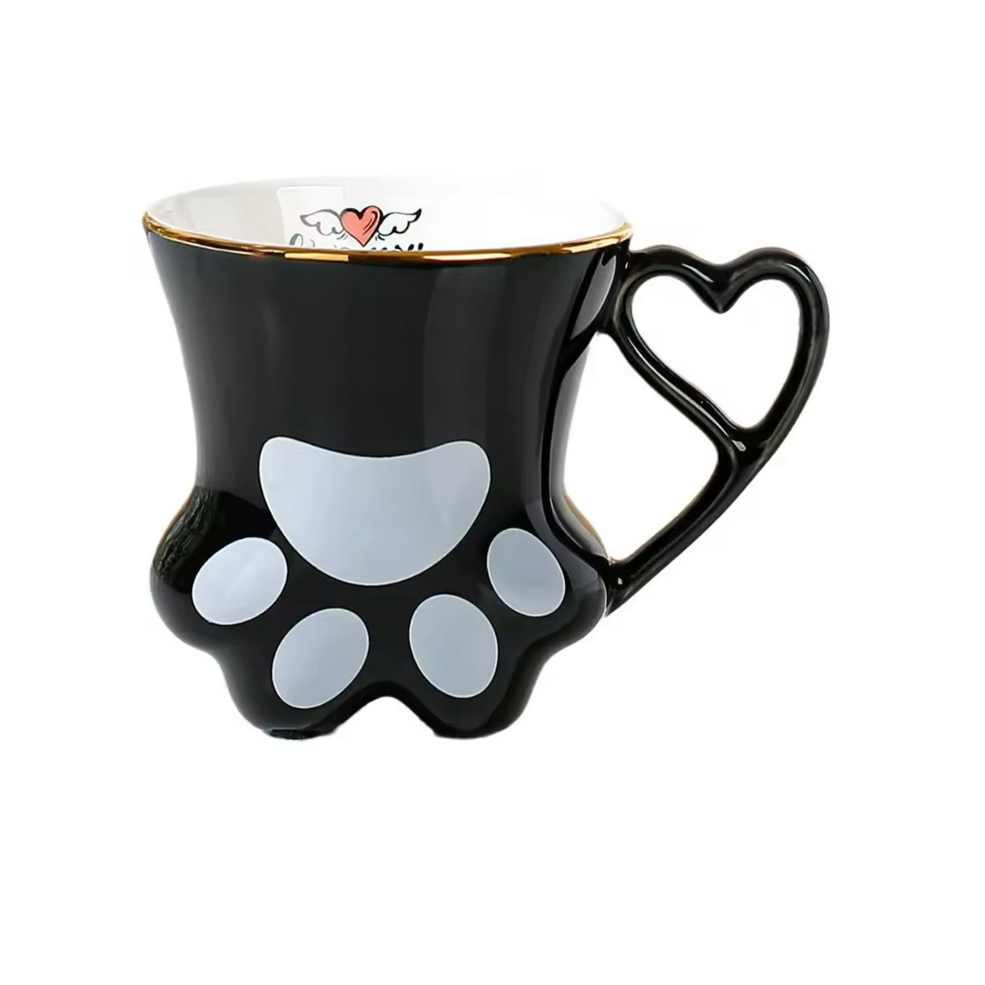 El Edén - Mug, Taza Cerámica Huellita, Kawaii 300 Ml Color Negro