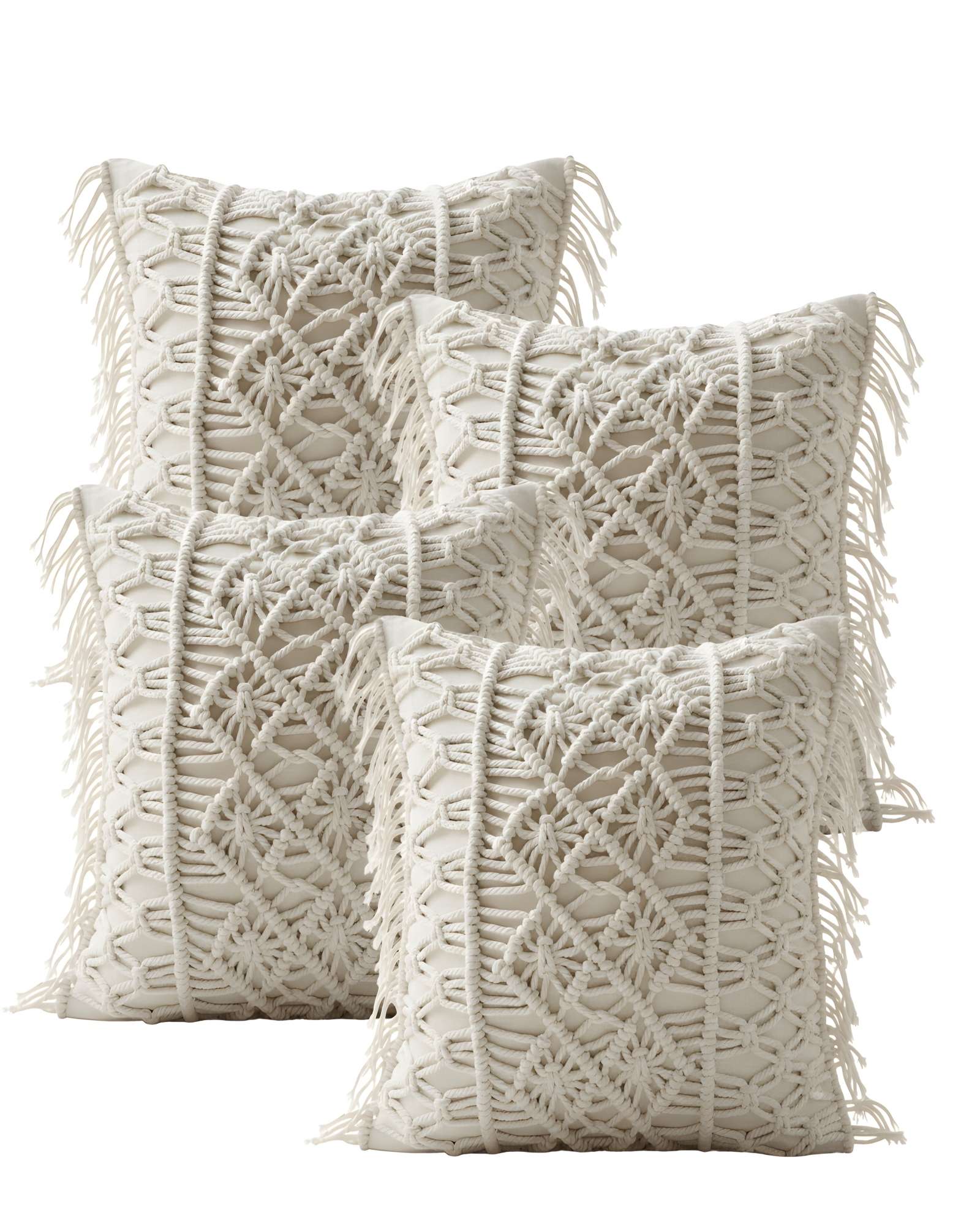 Genérico - Set De 4 Fundas De Cojin Con Estilo Bohemio 45X45Cm Beige 06