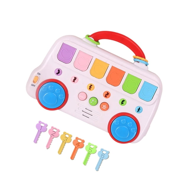 Juguete de autobús animal clave con música y luz, causa y efecto Educación de juguetes Toy musical juguete sensorial para bebés para niños de 0-3 años Mango rojo