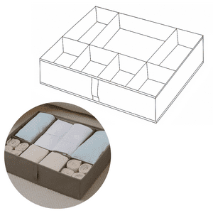 Genérica - Caja Gris Organizadora De Ropa Multiuso 7 Divisiones 44X34X11Cm