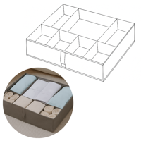 Genérica - Caja Gris Organizadora De Ropa Multiuso 7 Divisiones 44X34X11Cm