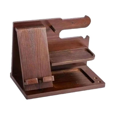 Magideal - Estación De Acoplamiento Para Teléfono De Madera, Organizador De Mesita De Noche, Soporte De Reloj Universal Rústico Y Elegante Para Cumpleaños, Sala