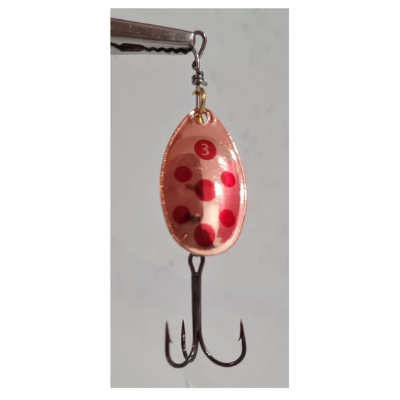 Spinner Cucharita 7grs 7,1cms Cobre Puntos Rojos #3