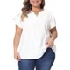thumbnail image 1 of Agnes Orinda Blusas de Talla Grande para Mujer con Cuello en V Entallado, Mangas Cortas de Pétalo, Camisas Casual, Talla 2X, Blanco, 1 of 6