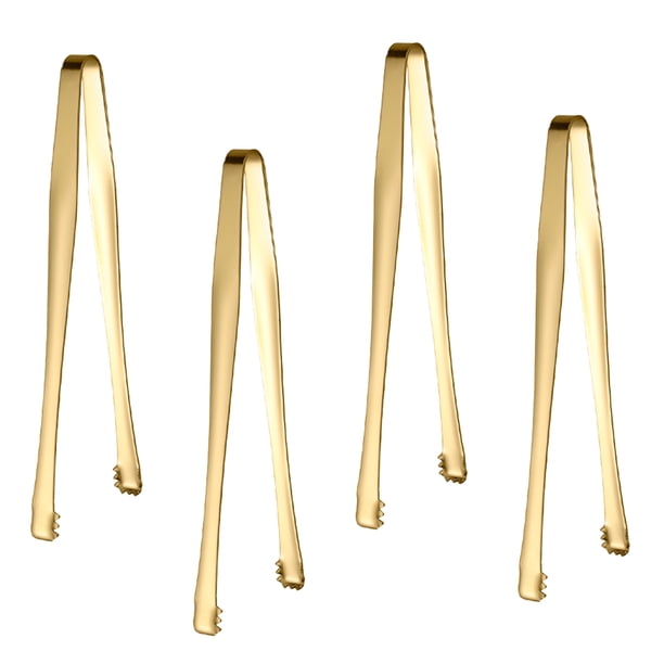 Pinzas de acero inoxidable para azúcar, hielo, mini pinzas para servir y aperitivos (juego de 4)