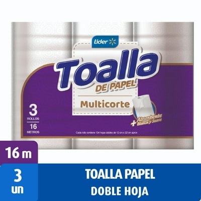 Toalla De Papel Multicorte Doble Hoja 16 M 3 Un Lider