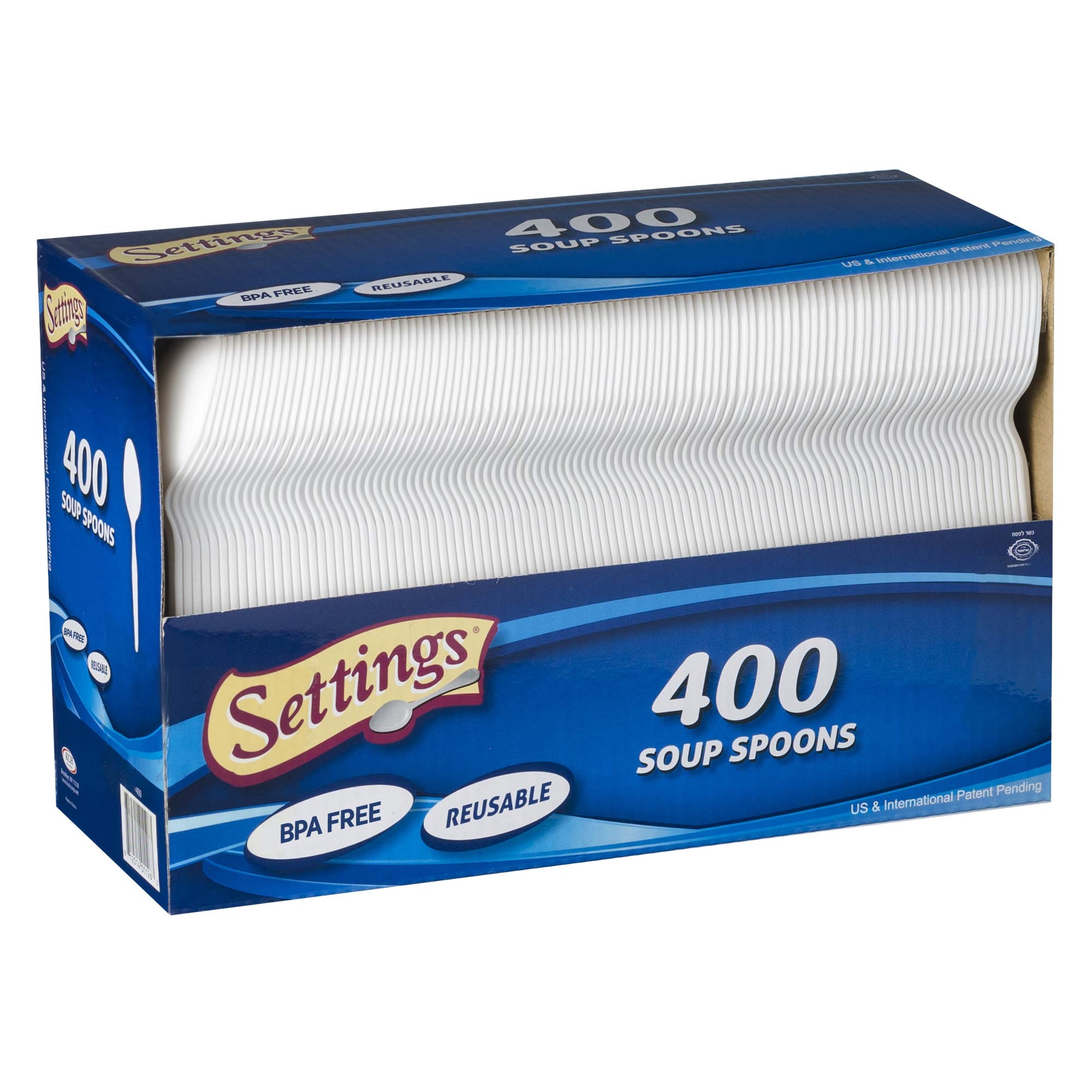 Cubertería Settings, Cucharas Soperas Blancas De Plástico, 400 Unidades