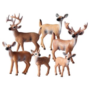 Magideal - 6 Uds. Figuras De Modelo De Reno Animal Jardín De Hadas Bosque Animal Para El Hogar Suministros De Cumpleaños , Marrón