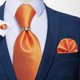 thumbnail image 4 of Corbata Hombre Seda En Caja + Anillo Dorado, Paño Y Colleras naranja Talla Única, 4 of 4