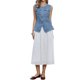 thumbnail image 2 of Chaleco de mezclilla para mujer con cuello redondo y botones, chaleco corto de mezclilla azul, talla M, 2 of 6