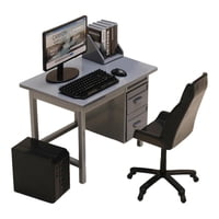 Magideal - Muebles Para Casa De Muñecas, Accesorios Para Casa De Muñecas, Accesorios De Simulación Para Niños, De Escenografía, Teclado, Minijuego De Computadora Escritorio Gris