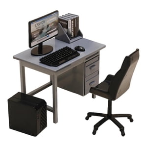 Magideal - Muebles Para Casa De Muñecas, Accesorios Para Casa De Muñecas, Accesorios De Simulación Para Niños, De Escenografía, Teclado, Minijuego De Computadora Escritorio Gris