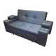 thumbnail image 4 of Sofá Cama 3 Cuerpos Azul Oscuro Lino Repelente 185 cm con Baúl y Puffs, 4 of 7