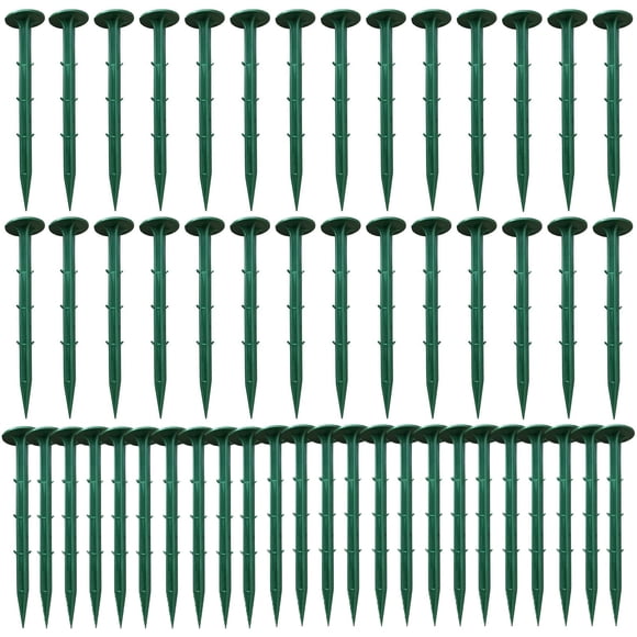Estacas para tela de jardinería TorSor, paquete de 50, plástico verde, 16 cm