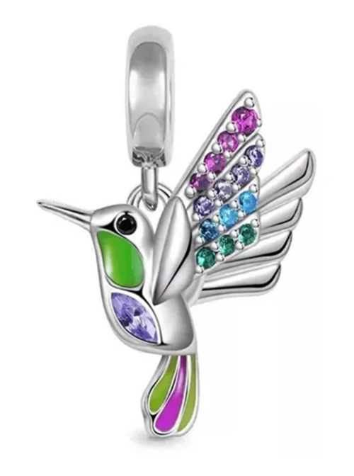 Genérico - Charm Dije Plata 925 Colibrí Multicolor / Todojoyas