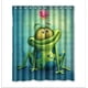 thumbnail image 1 of Cortina de ducha con diseño de rana de dibujos animados, juego de cortinas de baño con ganchos, tamaño 66 x 72 pulgadas, 1 of 3