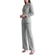 thumbnail image 4 of INSPIRE CHIC Conjunto de Traje de Pantalón de 2 Piezas para Mujer, Blazer de Doble Botonadura de Manga Larga, Pantalones, Talla X Pequeña, Gris, 4 of 5