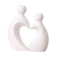 Bothyi - 2 Jarrones De Cerámica Con Flores, Estatuas De Pareja Para Aniversario, Estantería, Sala De Estar, Color Blanco