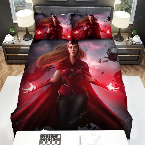 Wandavision Scarlet Witch With Flying Objects Quilt Duvet Cover Set Soft3-Piece Bedding Set