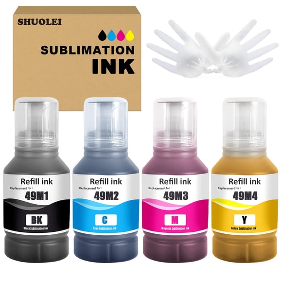 Botellas de tinta SHUOLEI T49M para sublimación, 4 × 140 ml, compatibles