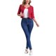 thumbnail image 2 of INSPIRE CHIC Chaquetas de Jean de Mezclilla Recortadas sin Cuello de Manga 3/4 para Mujer Burdeos L, 2 of 6