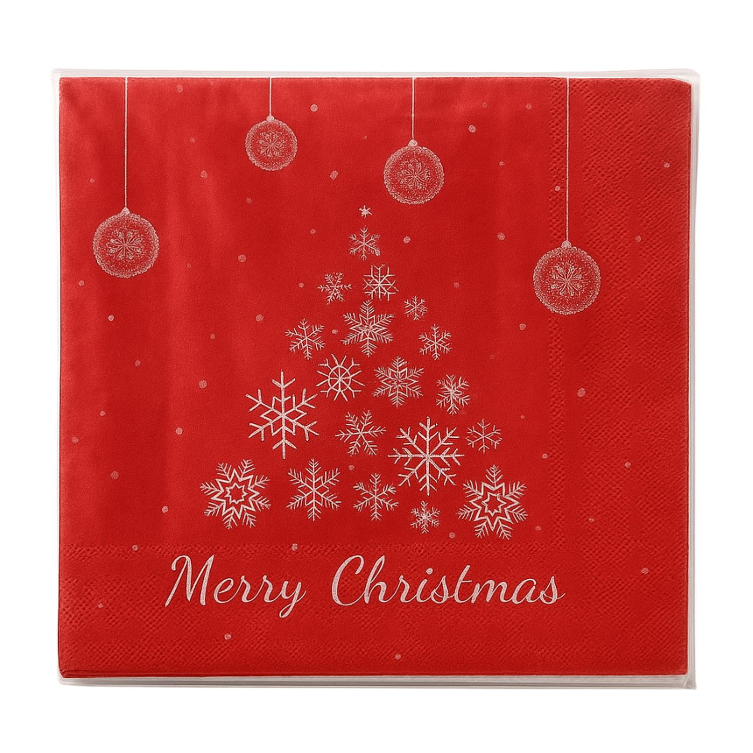 Fliperex - Set De 40 Servilletas Navideñas Con Diseños Variados Decorativos Blanco Pino