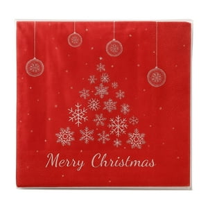 Fliperex - Set De 40 Servilletas Navideñas Con Diseños Variados Decorativos Blanco Pino