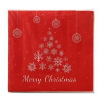 Fliperex - Set De 40 Servilletas Navideñas Con Diseños Variados Decorativos Blanco Pino