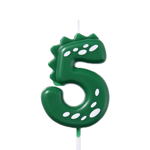 Vela Qj-solar Dinosaurio Verde para 5.º Cumpleaños