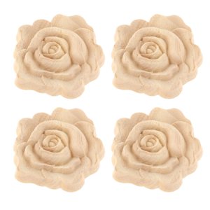 Magideal - 4 Uds. De Apliques Tallados , Estatuilla Onlay, Calcomanías Talladas De Flores Rosas Para Puerta, Armario, Decoración De Muebles Diámetro 276 Pulgadas.