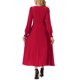 thumbnail image 3 of INSPIRE CHIC Vestido de Mujer Cuello Redondo Mangas Largas Fruncido Línea A Midi con Bolsillos Rojo S, 3 of 6