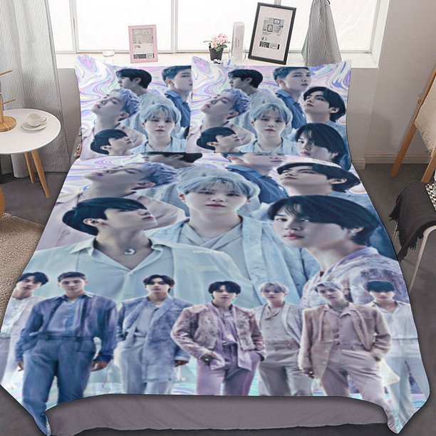 Kpop BTS Bedding Set Ultra Soft Bedding Set Girls Bedding Girls Duvet Cover Set for Kids Boys Teens Room Decor