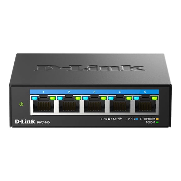 Conmutador para juegos D-Link DMS-105 de 5 puertos y 2,5 GB de red no gestionada