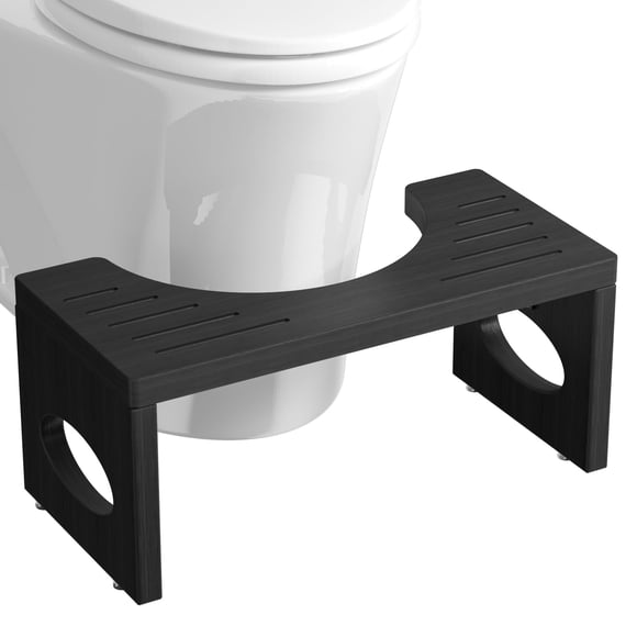 Taburete para inodoro ROMGUAR CRAFT, 18 cm, plegable, de bambú, en cuclillas (negro)
