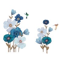 Magideal - Calcomanías De Pared Con Plantas Botánicas, Calcomanías De Pared Con Flores Azules, Calcomanías De Pared De Pvc Para Habitación, Estantería Extraíble,