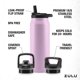thumbnail image 3 of Botella de Agua ZULU Base 1.2L de Acero Inoxidable con 3 Tapas Rosa, 3 of 8