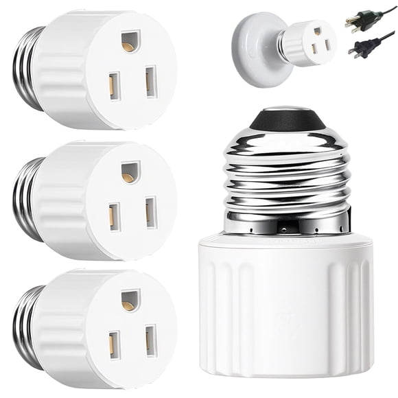 Adaptador de Enchufe para Portalámparas PaeorRorL de 3 Patas E26 125V Paquete de 3