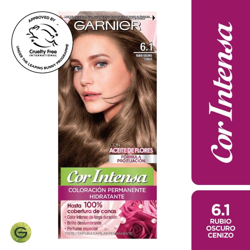 Coloración Cabello Rubio Oscuro Cenizo Tono 6.1 45 g Cor Intensa Garnier