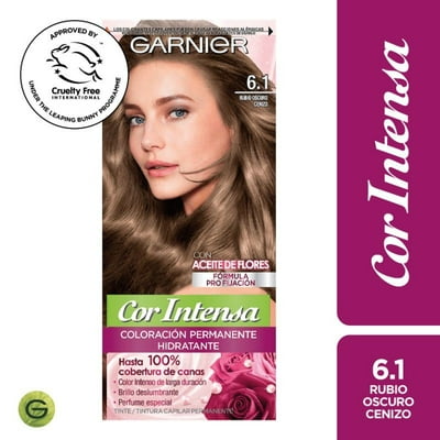 Coloración Cabello Rubio Oscuro Cenizo Tono 6.1 45 G Cor Intensa Garnier