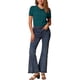 thumbnail image 2 of INSPIRE CHIC Blusa de Manga Corta con Cuello Peter Pan en Contraste y Lunares para Mujer, Regreso a Clases, M Azul Verde Blanco, 2 of 6