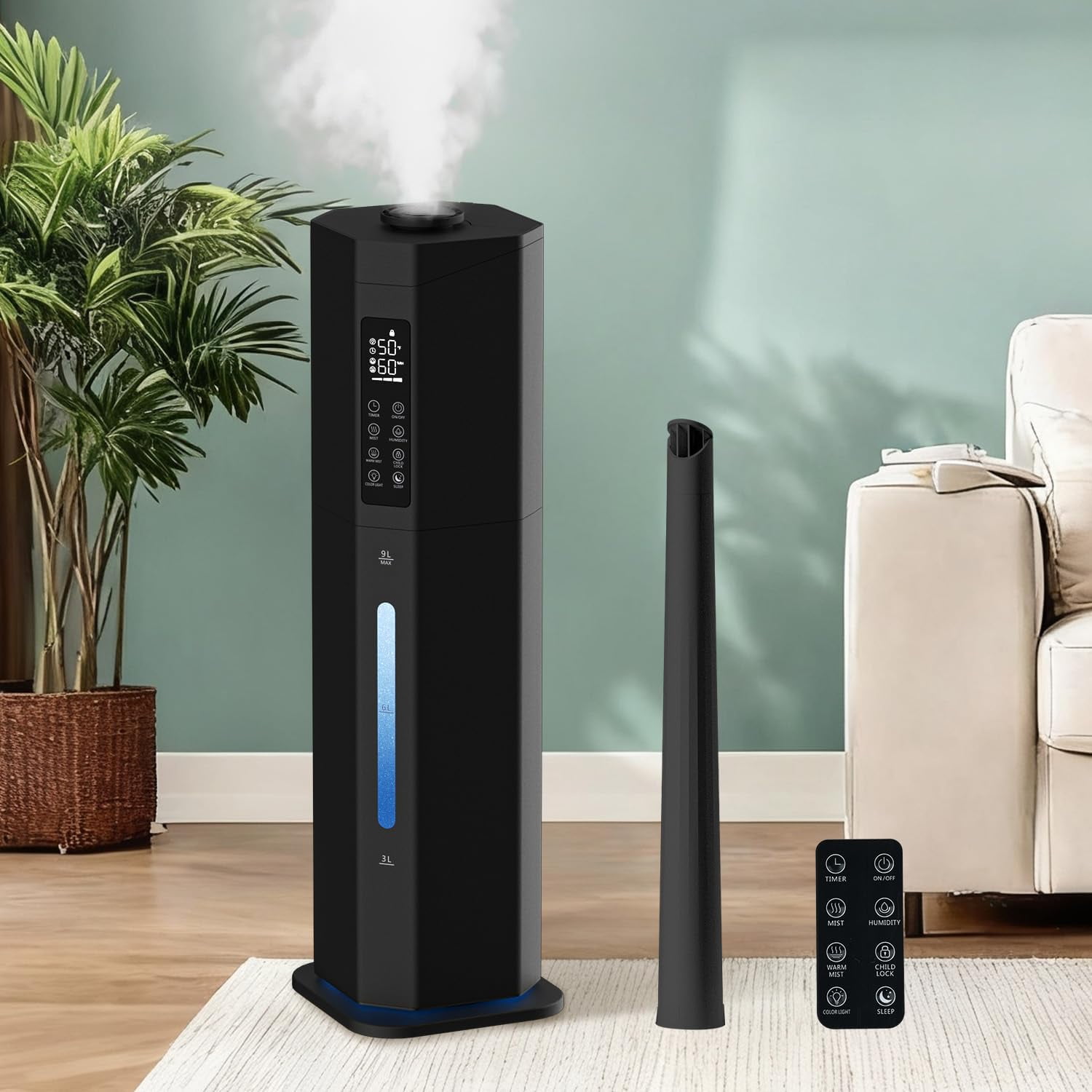 Humidificador Gloryair 9 L De Vapor Frío Y Caliente, 70 M², Modo Automático