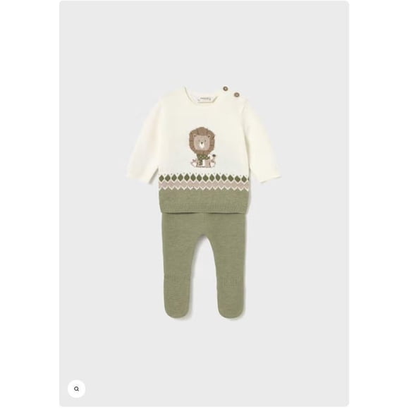 Polaina y jersey tricot bicolor verde 4 A 6 Meses