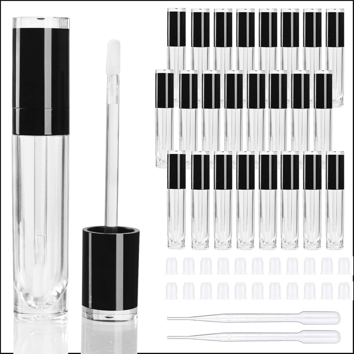 Tubos Vacíos Cosidea 8ml X26 Recargables Brillo Labial Negro