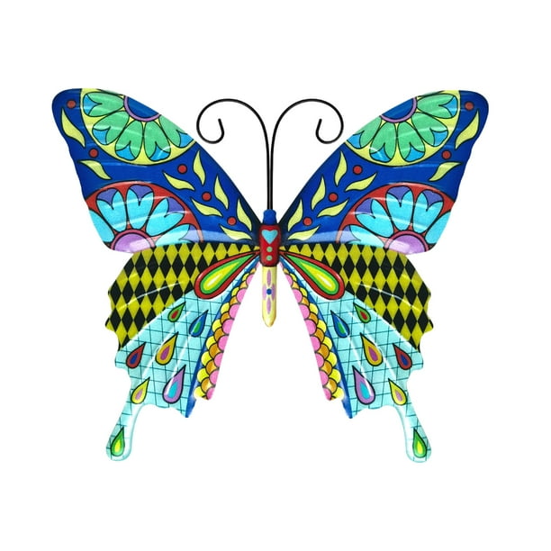 Valla de mariposas de metal para decoración de jardín, gran escultura de mariposa para terraza al aire libre, patio trasero, balcón, color rojo
