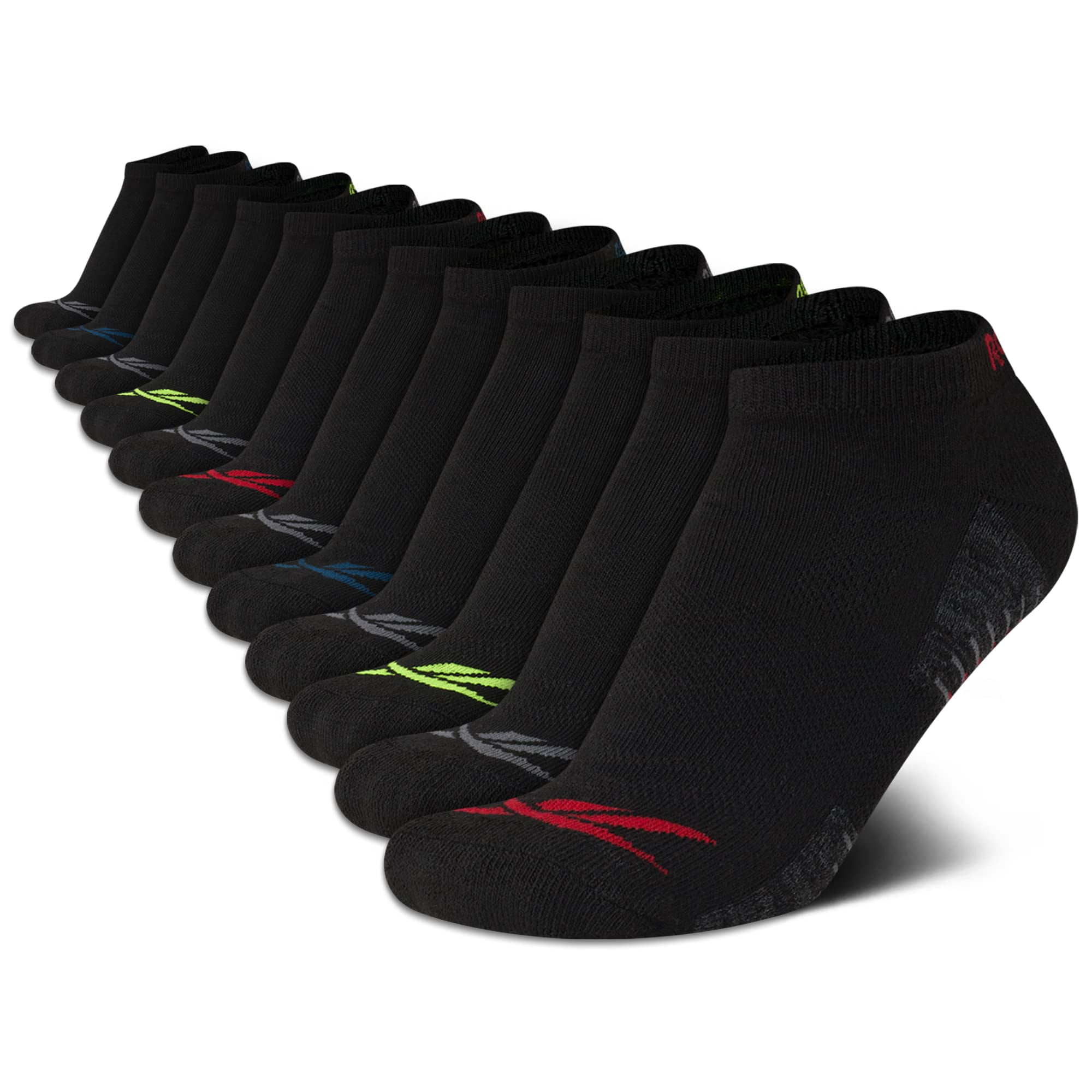 Calcetines Reebok Para Niños, Corte Bajo, 12 Unidades, Elásticos, De Alto Rendimiento, Negros