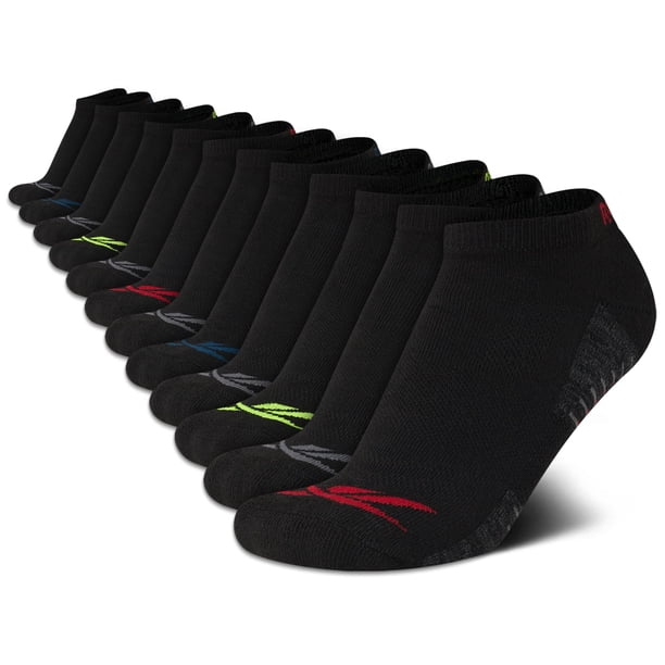 Calcetines Reebok para niños, corte bajo, 12 unidades, elásticos, de alto rendimiento, negros