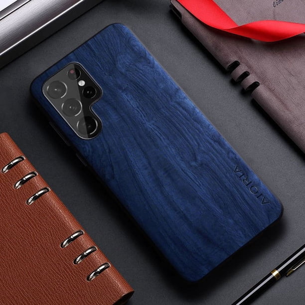 Bamboo Wood Pattern Leather Back Cover For Samsung Galaxy S21 S22 S20 Ultra Plus FE Phone Case