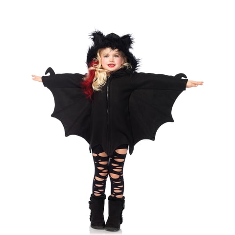 Vestido Leg Avenue Acogedor Forro Polar Con Capucha En Forma De Ala De Murciélago Para Niñas, Color