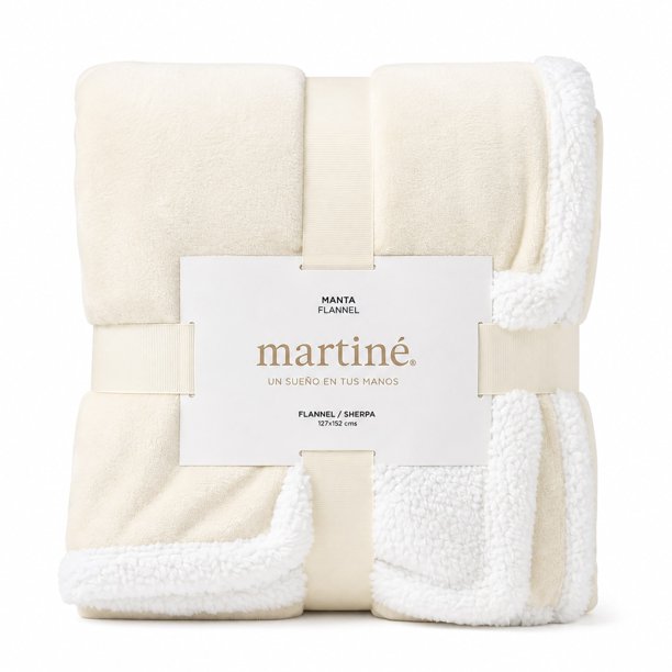 Manta Martiné Flannel Sherpa 127x152 cm Crema