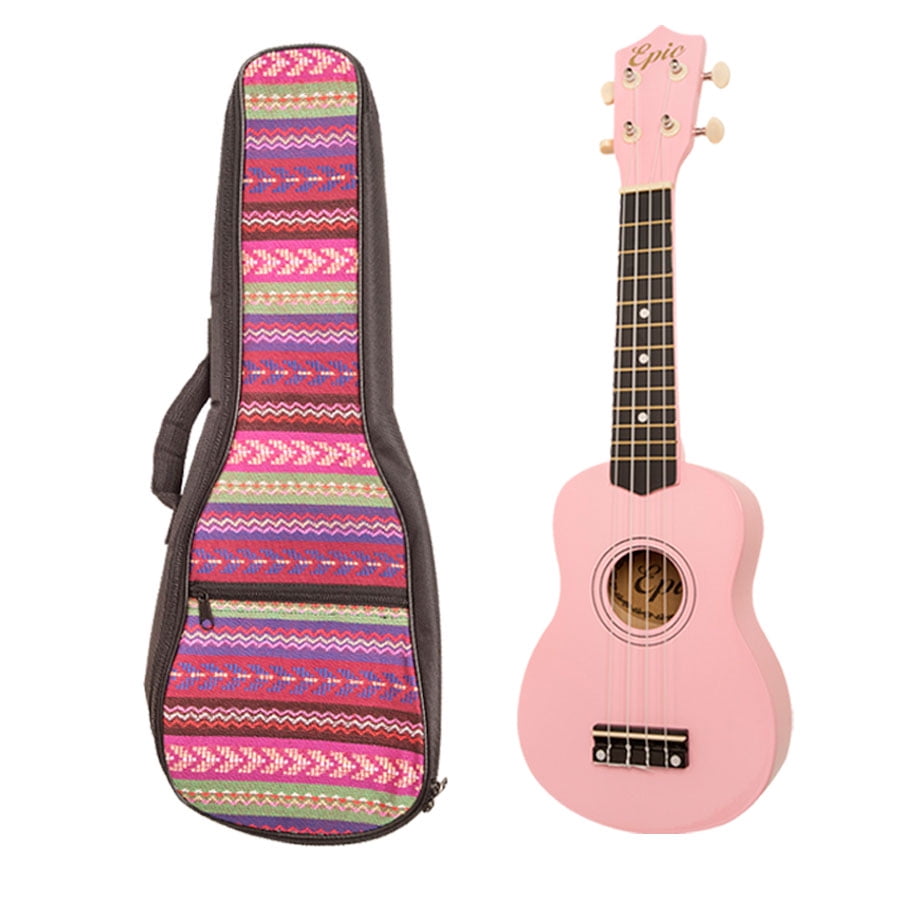 Ukelele 21pulgadas Rosado Con Funda Acolchada Epic